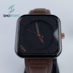 TOMI T093 Square Dial Leather Straps Waterproof Wrist Watch for Men