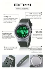 BNMI  Light Sports Electronic Watch For Outdoor, Digital Alarm Wrist Watch For Men Women Sports.