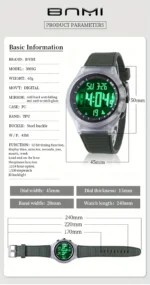 BNMI  Light Sports Electronic Watch For Outdoor, Digital Alarm Wrist Watch For Men Women Sports.