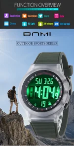 BNMI  Light Sports Electronic Watch For Outdoor, Digital Alarm Wrist Watch For Men Women Sports.