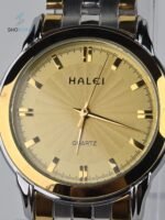 HALEI QUARTZ GOLDEN DIAL WATCH FOR MEN.