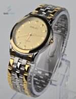 HALEI QUARTZ GOLDEN DIAL WATCH FOR MEN.