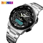 SKMEI Stainless Steel Dual Display Waterproof Watch For Men.
