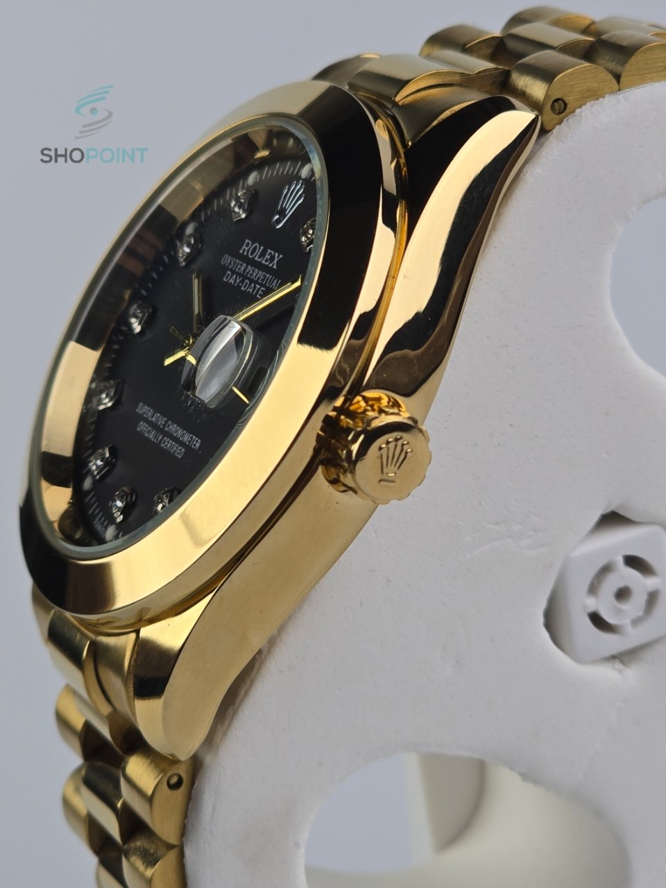 RLX Date Just Gold Black Plain Bezel Watch - Image 2