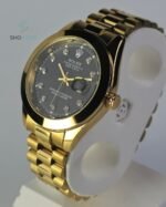 RLX Date Just Gold Black Plain Bezel Watch