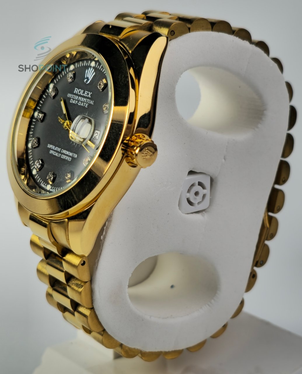 RLX Date Just Gold Black Plain Bezel Watch - Image 3