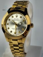 RLX Date Just Gold SILVER Dial Plain Bezel Watch
