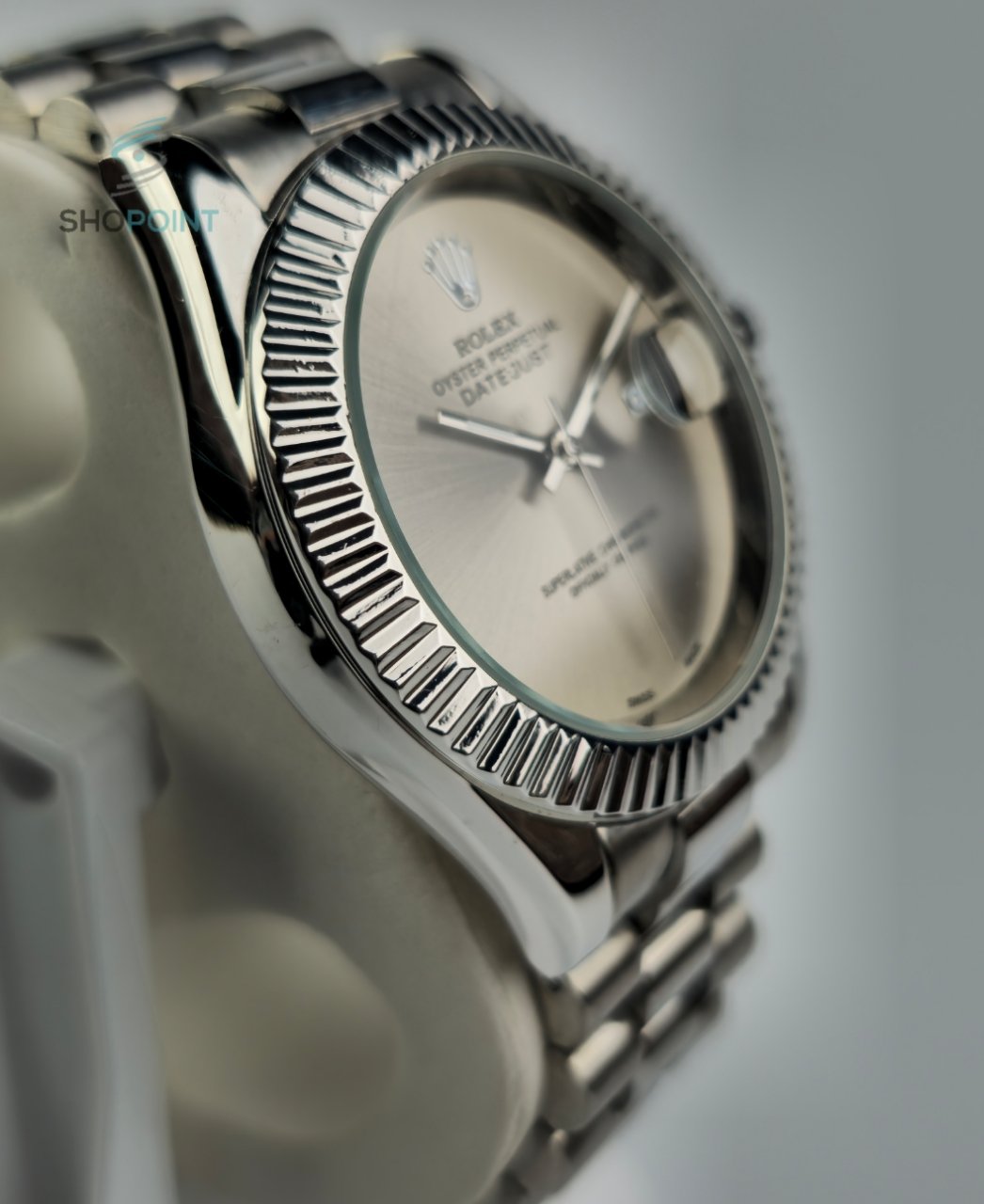 RLX DATE JUST OYESTER PERPETUAL SILVER WATCH. - Image 2
