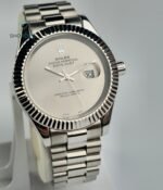 RLX DATE JUST OYESTER PERPETUAL SILVER WATCH.