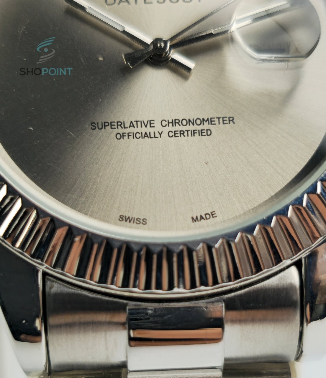 RLX DATE JUST OYESTER PERPETUAL SILVER WATCH. - Image 5