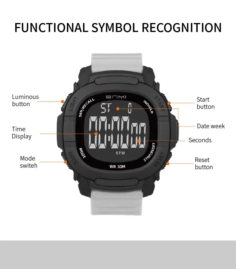 BNMI Waterproof Outdoor Sports Watch for Men Shockproof Digital LED Multifunctional Electronic Watch Military Wristwatch - Image 8