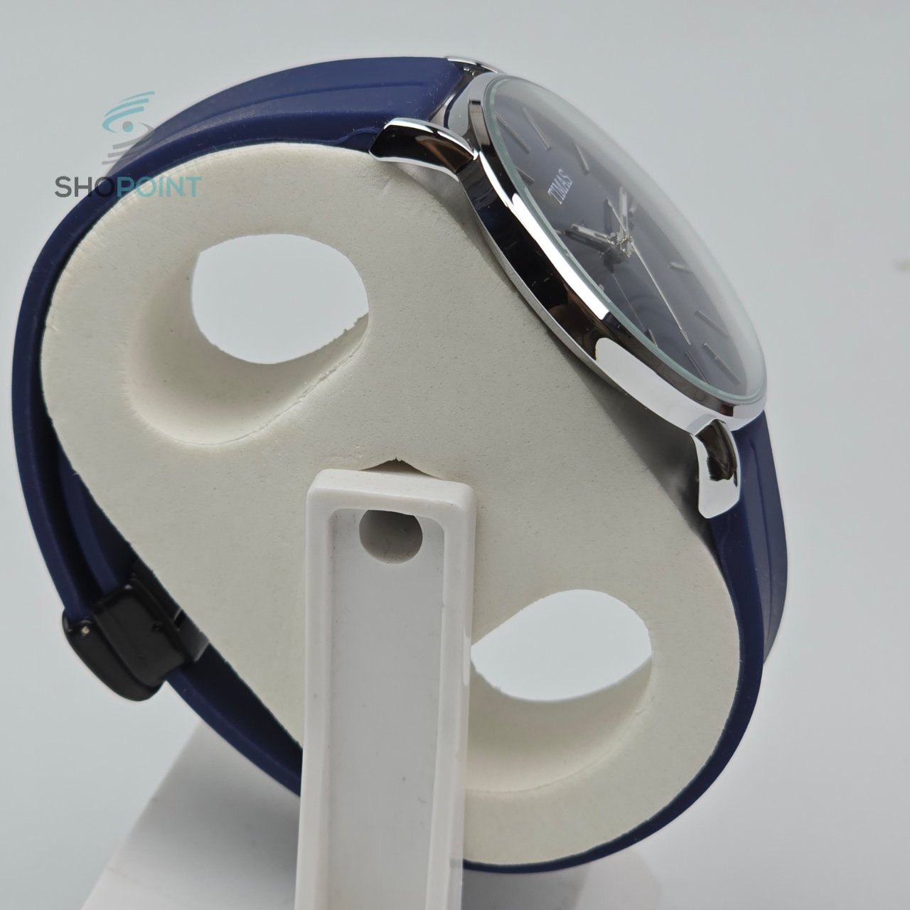 TIMAS Blue Dial Men’s Watch – Stylish Stainless Steel Case with Date Display - Image 2