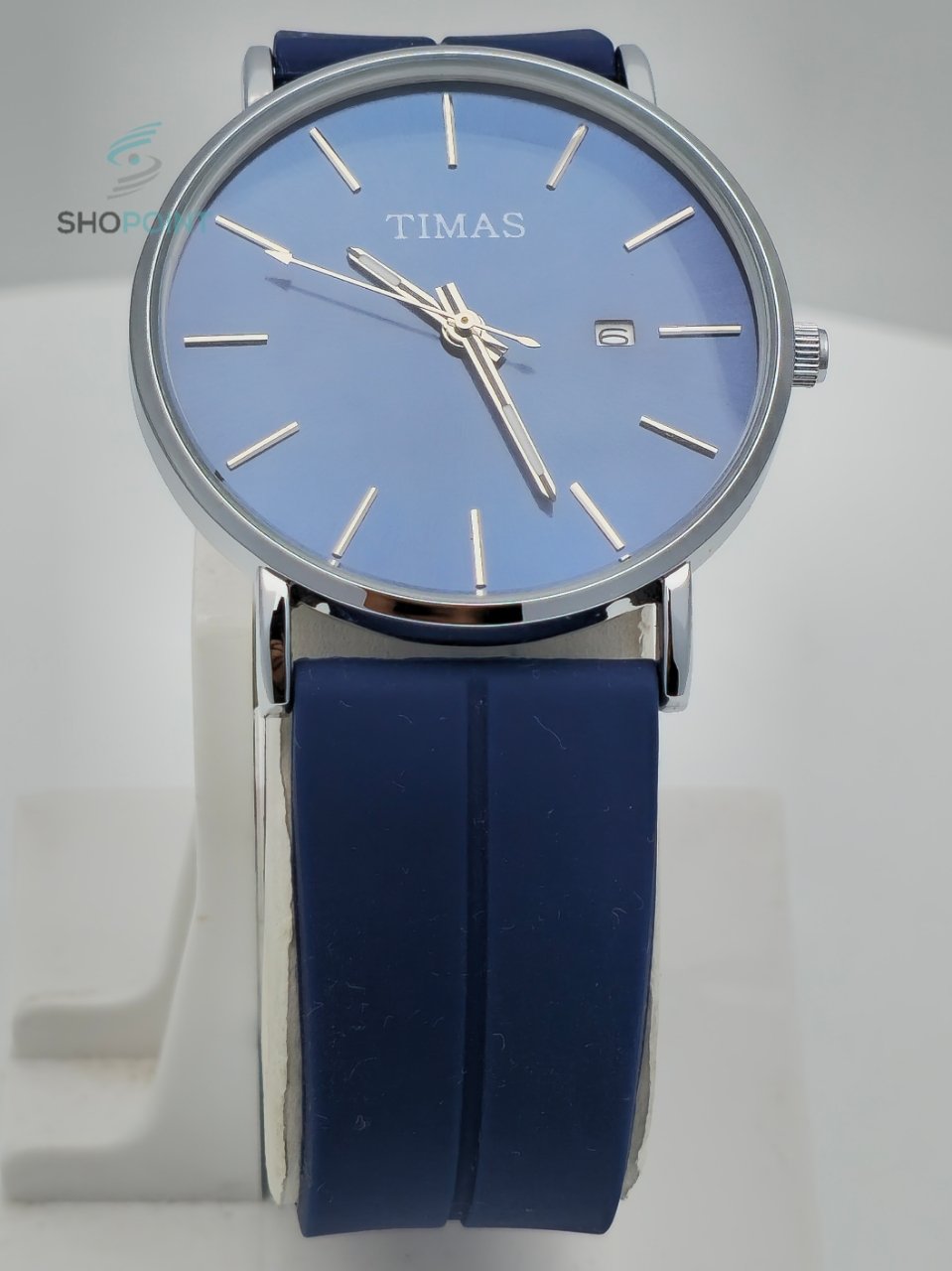 TIMAS Blue Dial Men’s Watch – Stylish Stainless Steel Case with Date Display