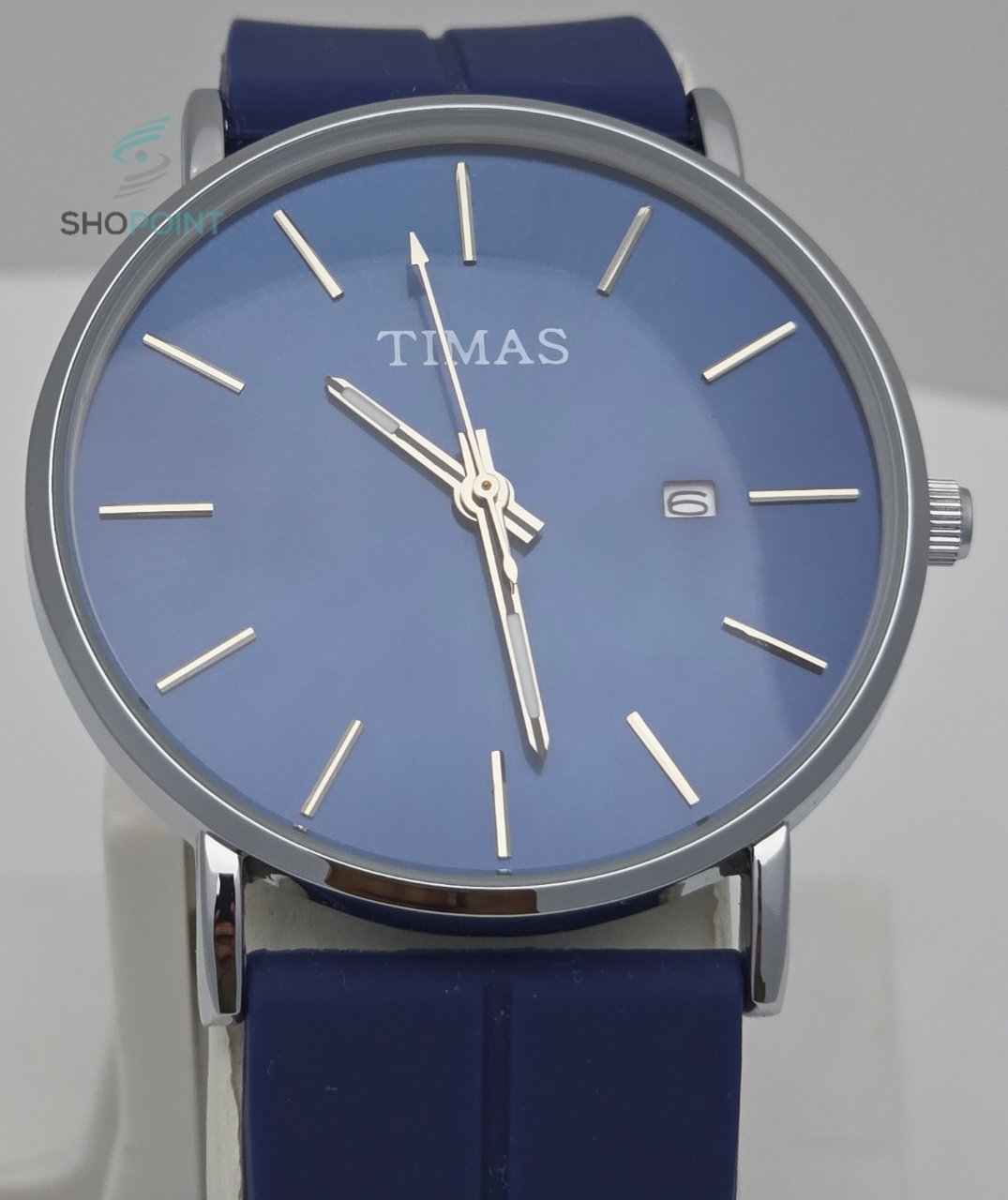 TIMAS Blue Dial Men’s Watch – Stylish Stainless Steel Case with Date Display - Image 5