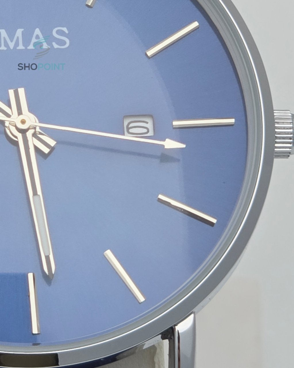 TIMAS Blue Dial Men’s Watch – Stylish Stainless Steel Case with Date Display - Image 6