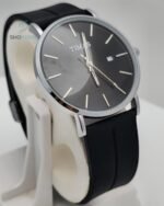 TIMAS Black Dial Men’s Watch – Stylish Stainless Steel Case with Date Display