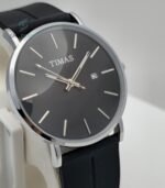 TIMAS Black Dial Men’s Watch – Stylish Stainless Steel Case with Date Display