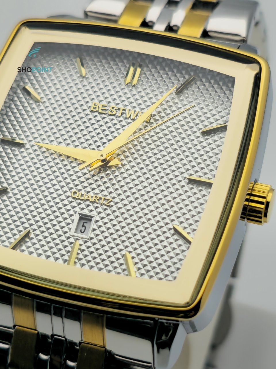 BW Premium Golden-Silver Analog Stainless Steel Chain Watch for Men with Strong Butterfly Lock. - Image 3