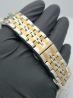 BW Premium Golden-Silver Analog Stainless Steel Chain Watch for Men with Strong Butterfly Lock.