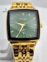 BW Premium Golden Analog Stainless Steel Chain Watch for Men with Strong Butterfly Lock.