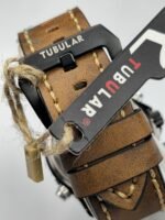 Premium Tubular Dual Time Analogue & Digital Watch – Waterproof Leather Strap Watch with Alarm & Stopwatch.