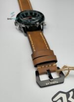 Premium Tubular Dual Time Analogue & Digital Watch – Waterproof Leather Strap Watch with Alarm & Stopwatch.