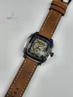 Premium Tubular Skeleton Dial Analogue Watch – Waterproof Leather Strap Luxury Watch with Luminous Dial
