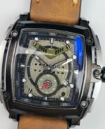 Premium Tubular Skeleton Dial Analogue Watch – Waterproof Leather Strap Luxury Watch with Luminous Dial