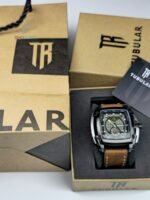 Premium Tubular Skeleton Dial Analogue Watch – Waterproof Leather Strap Luxury Watch with Luminous Dial