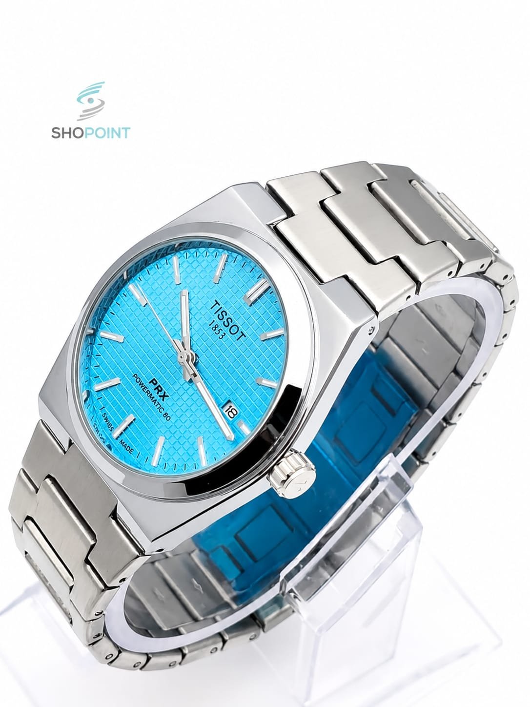 Tissot PRX 1854 Premium Iceblue-silver Stainless Steel Watch – Waterproof Classic Luxury Watch with Date Function - Image 2
