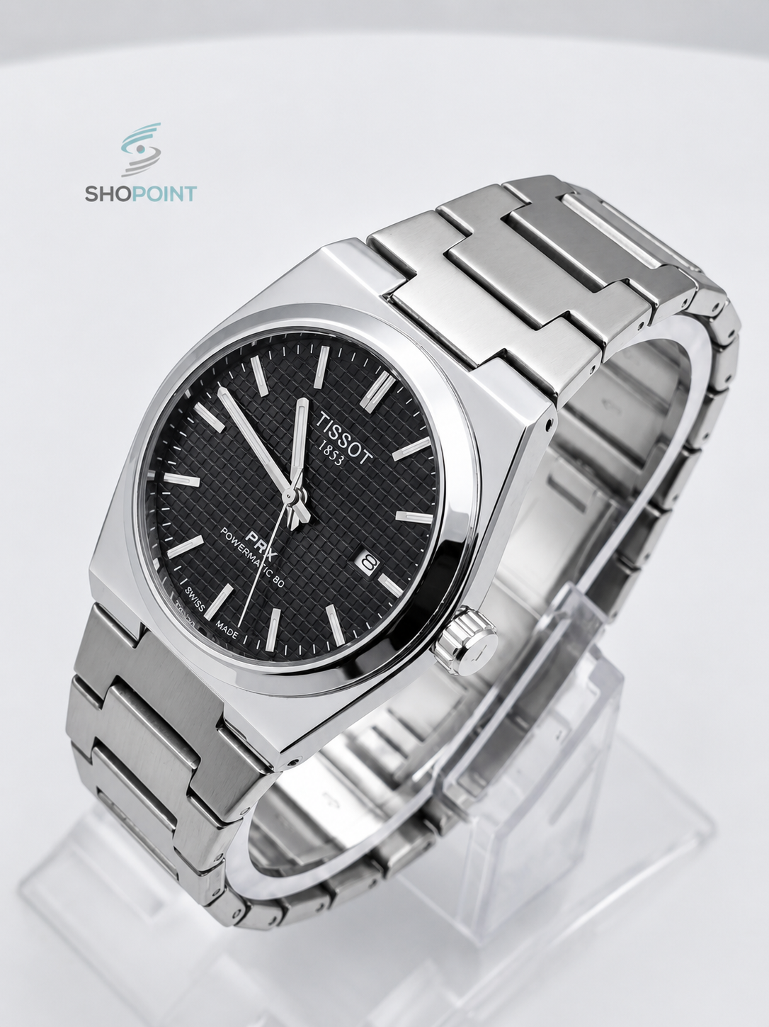 Tissot PRX 1854 Premium black silver Stainless Steel Watch – Waterproof Classic Luxury Watch with Date Function - Image 3