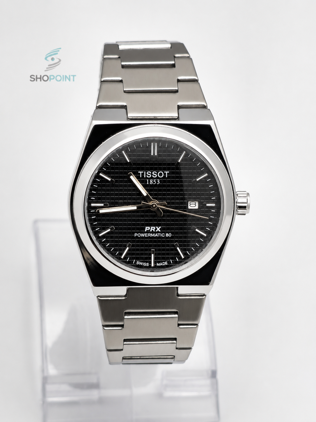 Tissot PRX 1854 Premium black silver Stainless Steel Watch – Waterproof Classic Luxury Watch with Date Function - Image 2