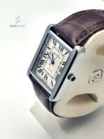 Luxury Tank Style Leather Brown Strap Men’s Watch – Classic Roman Dial Design