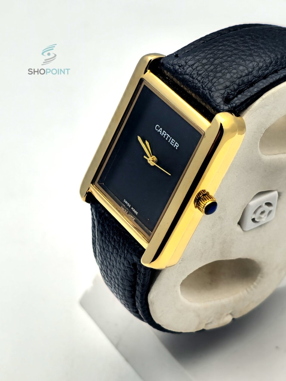 Luxury Golden Tank Style Leather Black Strap Men’s Watch – Classic Roman Dial Design - Image 3