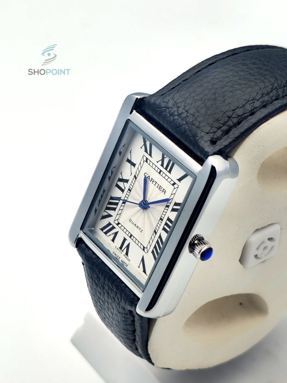 Luxury Tank Style Leather Black Strap Men’s Watch – Classic Roman Dial Design - Image 3