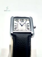 Luxury Tank Style Leather Black Strap Men’s Watch – Classic Roman Dial Design