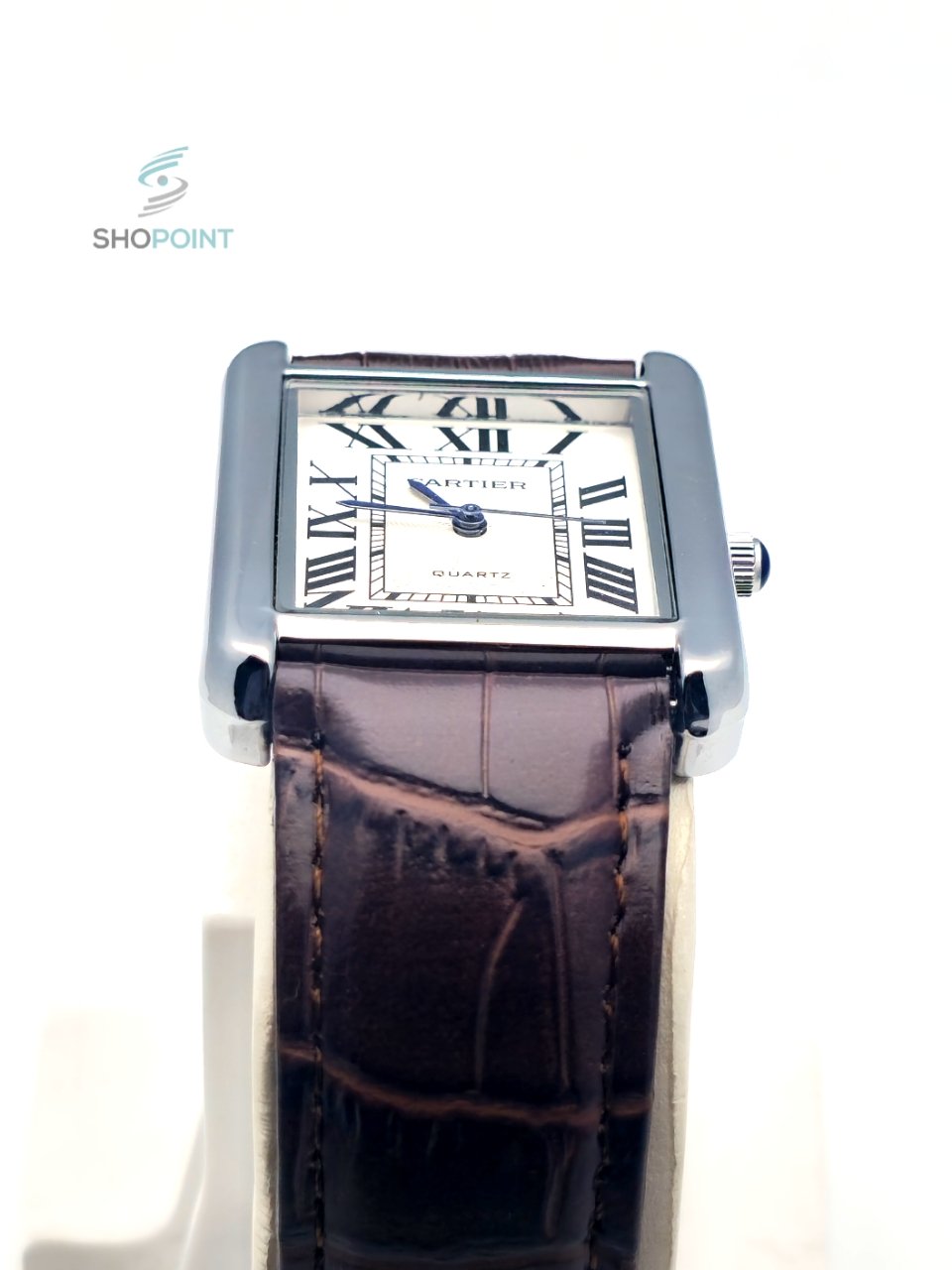 Luxury Tank Style Leather Brown Strap Men’s Watch – Classic Roman Dial Design - Image 5