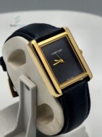 Luxury Golden Tank Style Leather Black Strap Men’s Watch – Classic Roman Dial Design