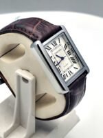 Luxury Tank Style Leather Brown Strap Men’s Watch – Classic Roman Dial Design