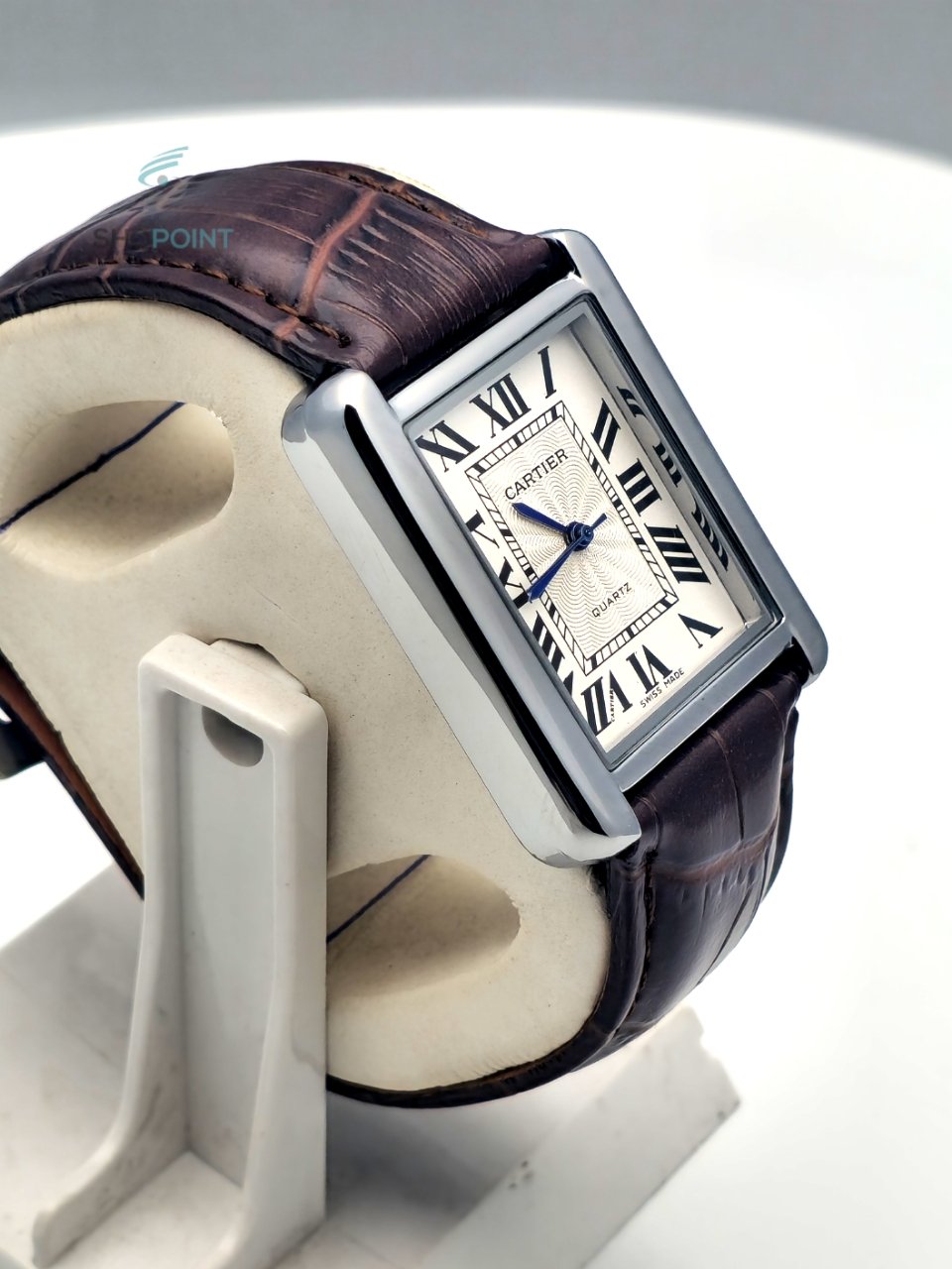 Luxury Tank Style Leather Brown Strap Men’s Watch – Classic Roman Dial Design - Image 6