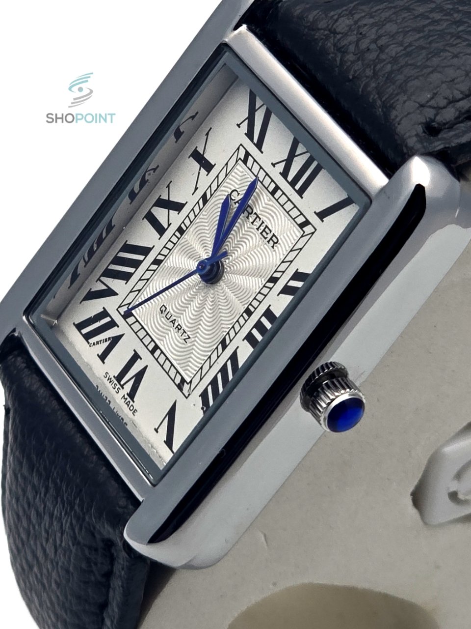 Luxury Tank Style Leather Black Strap Men’s Watch – Classic Roman Dial Design - Image 5