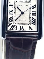 Luxury Tank Style Leather Brown Strap Men’s Watch – Classic Roman Dial Design