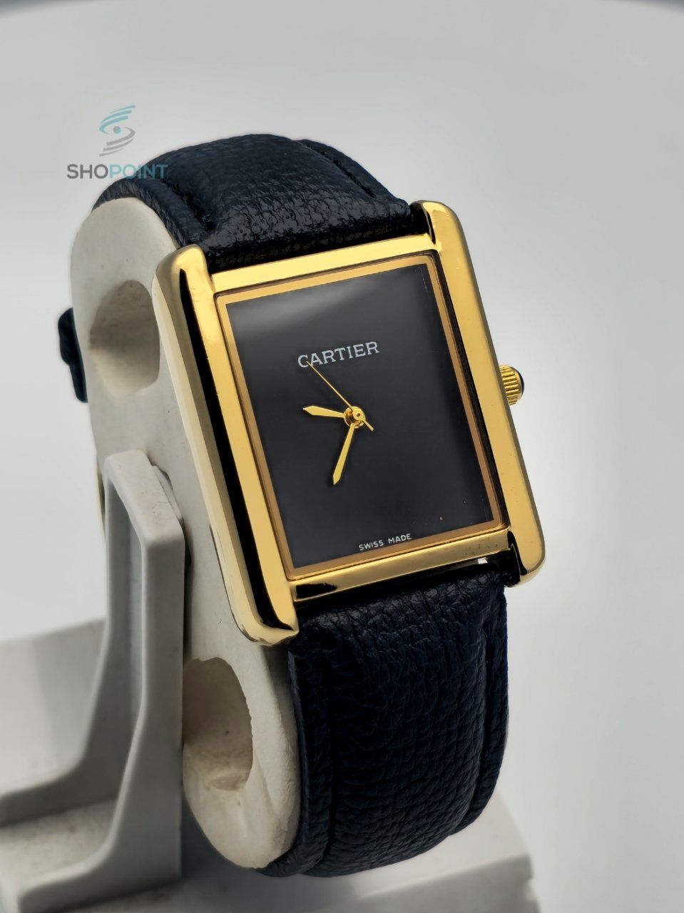Luxury Golden Tank Style Leather Black Strap Men’s Watch – Classic Roman Dial Design - Image 6