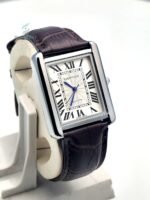 Luxury Tank Style Leather Brown Strap Men’s Watch – Classic Roman Dial Design
