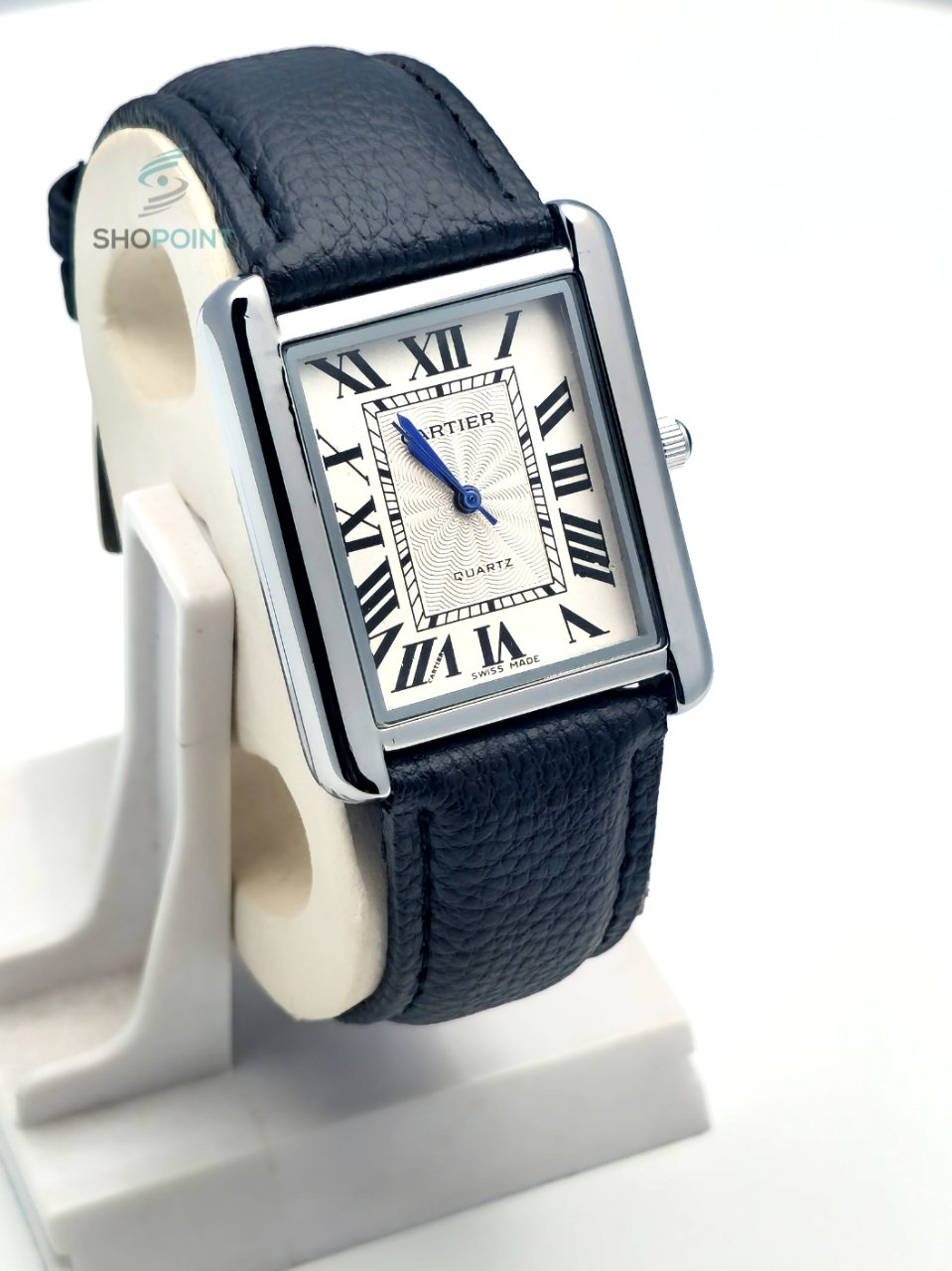 Luxury Tank Style Leather Black Strap Men’s Watch – Classic Roman Dial Design - Image 2
