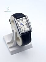 Luxury Tank Style Leather Black Strap Men’s Watch – Classic Roman Dial Design