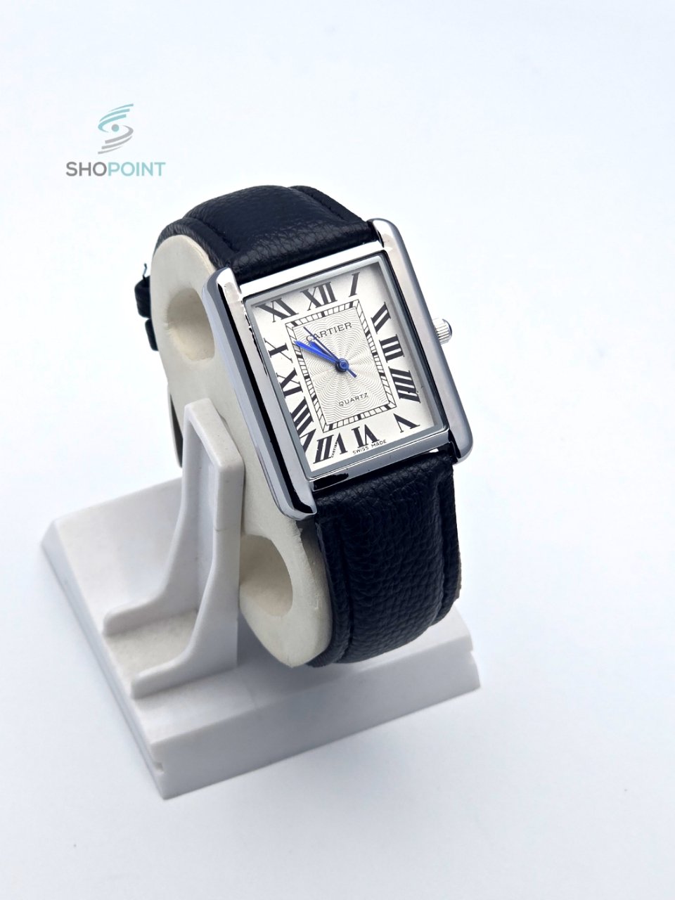 Luxury Tank Style Leather Black Strap Men’s Watch – Classic Roman Dial Design