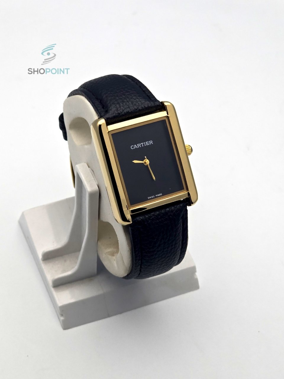 Luxury Golden Tank Style Leather Black Strap Men’s Watch – Classic Roman Dial Design