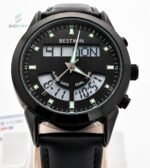 BW Dual Watch Black Dial Men's Leather Strap Analog Wrist Watch