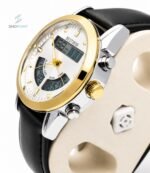 BW Dual Watch Gold White Dial Men's Leather Strap Analog Wrist Watch